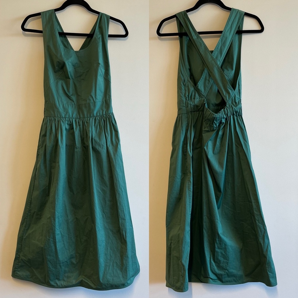 Everlane The Clean Cotton Crossback Dress in Green